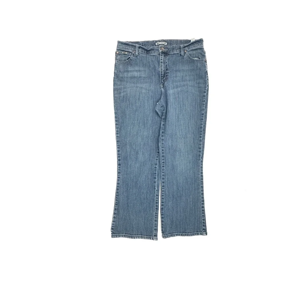 Lee Relaxed Bootcut Jeans Womens 14 Short Medium Wash Blue Denim Stretch 3058541